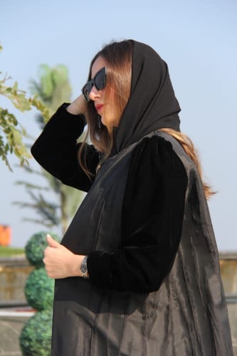 عباية قماش كاجار أكمام مخمل