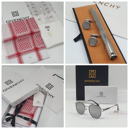 طقم جيفنشي (قماش+شماغ+قلم+كبك+نظارة)