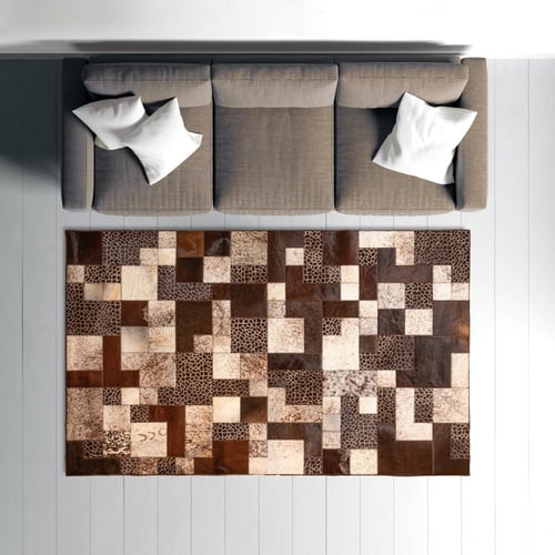 سجاد فاخر من الجلد الطبيعي - مستطيل