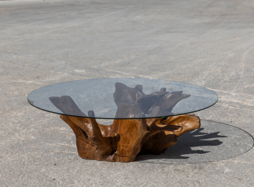 طاولة فريدة من جذوع خشب التيك الطبيعي