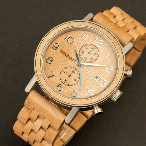 ساعة رجالية كلاسيكية من خشب القيقب