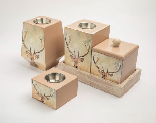 طقم مباخر خشبي بفن الديكوباج