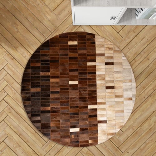 سجاد دائري فاخر من الجلد الطبيعي