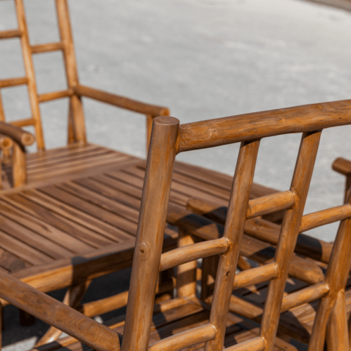 جلسة خارجية فاخرة من الخشب الطبيعي – طاولة مع 3 كر...