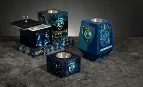 طقم مباخر خشبي بفن الديكوباج