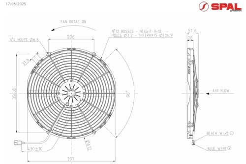 مروحة سبال الايطالية مقاس 16 انش دينمو نحيف دفع VA...