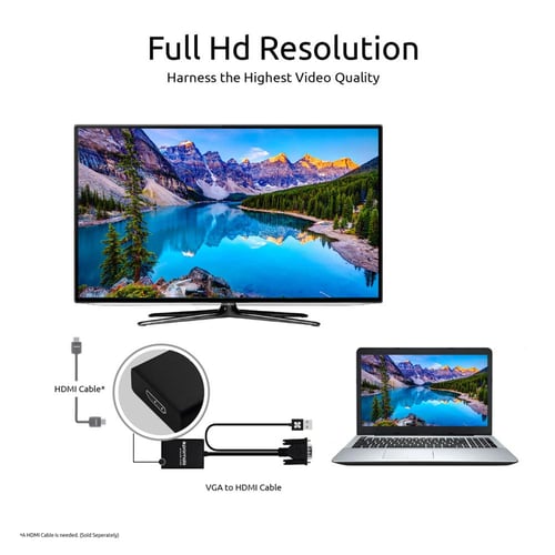 محول عرض VGA إلى HDMI بدقة 1080 بكسل، يشمل كابل US...