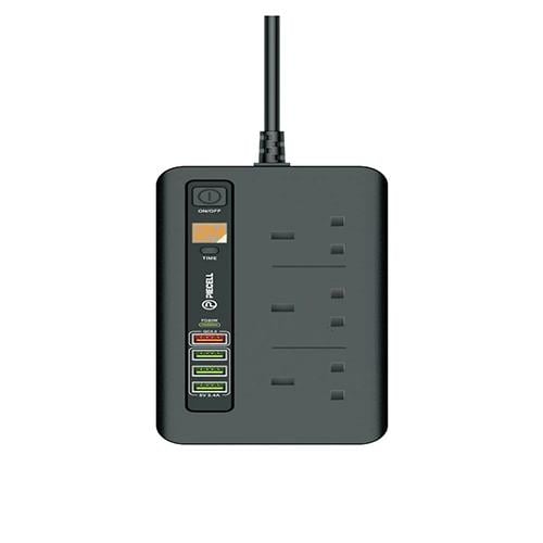 توصيلة بطول 3 منافذ كهرباء و 4 منافذ USB و منفذ PD...