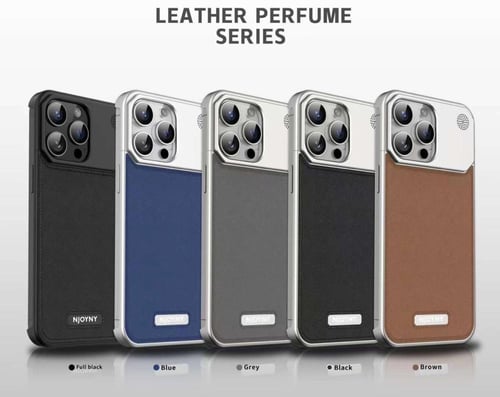 كفر معدني تيتانيوم جلد بني طبيعي ماج سيف 15 برو ما...