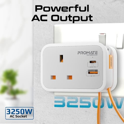 أقوى شاحن مقبس AC متعدد الوظائف مع كابل USB-C مدمج...