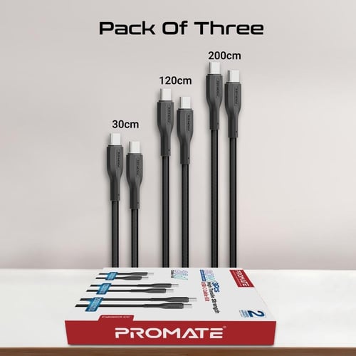 أسرع مجموعة كيابل ثلاثية USB-C™، سريعة الشحن بقدرة...