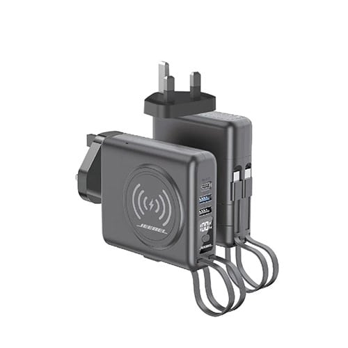 شاحن جداري 5 في 1 مع باور بانك لاسلكي 10الف مزود ب...