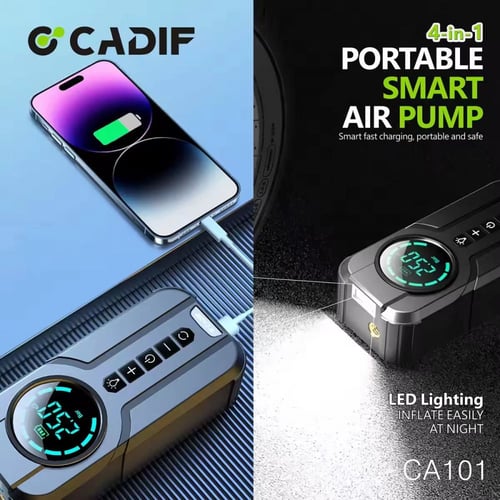 بطارية 4in1 شتراك سيارة ومضخة اطارات وضاءة وبور با...