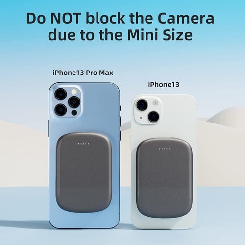 بطارية متنقلة بشحن لاسلكي بخاصية الماج سيف بلون (...