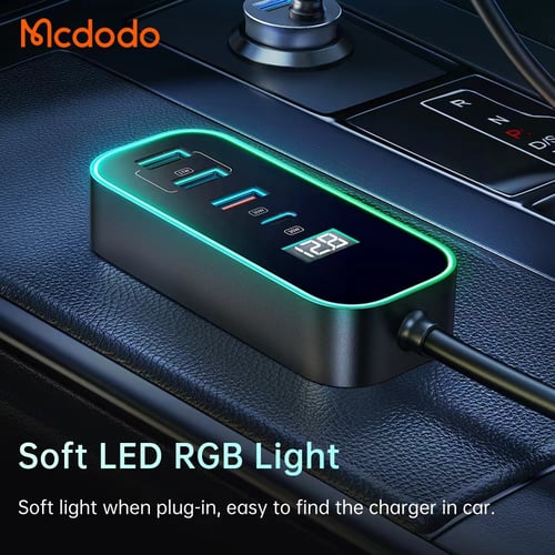 فيش شحن للسيارة مع منافذ متعددة بطول بقوة 107 واط...