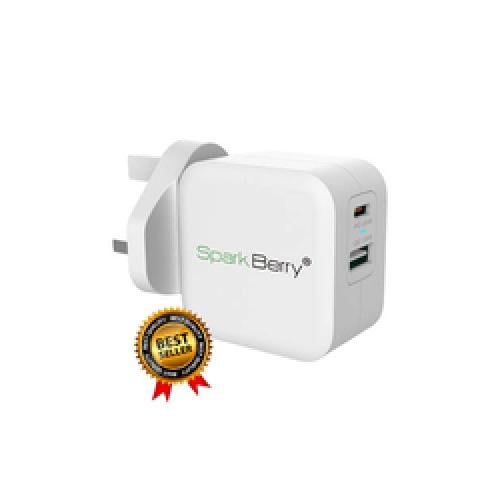 شاحن جداري منفذين (PD - USB) سبارك بيري Spark Bery...
