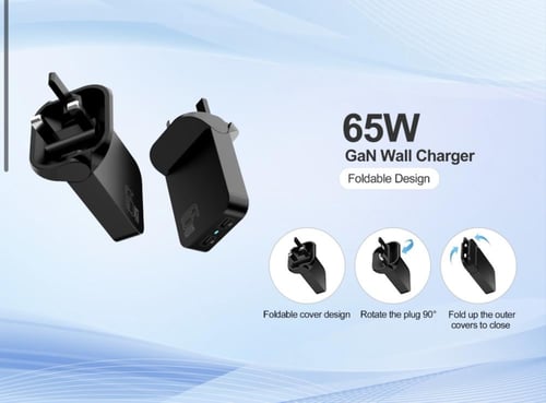 شاحن جداري بقوة 65 واط اكس لورد مع كيبل مغناطيس قا...