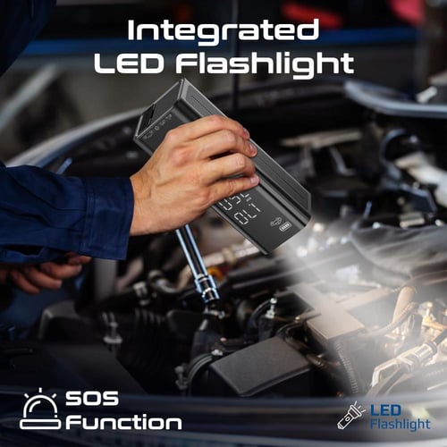 ضاغط هواء قوي ببطارية بسعة 7500 مللي أمبير في السا...