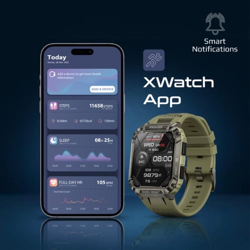 الساعة الذكية xWatch-S19 بتصميم قوي وشاشة TFT بقيا...