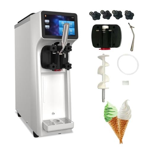 ماكينة آيس كريم "سوفت سيرف" (Soft Serve) توضع على سطح الطاولة بقدرة 1000 واط – ماكينة تجارية تعمل بنظام آلي ولوحة تحكم تعمل باللمس...