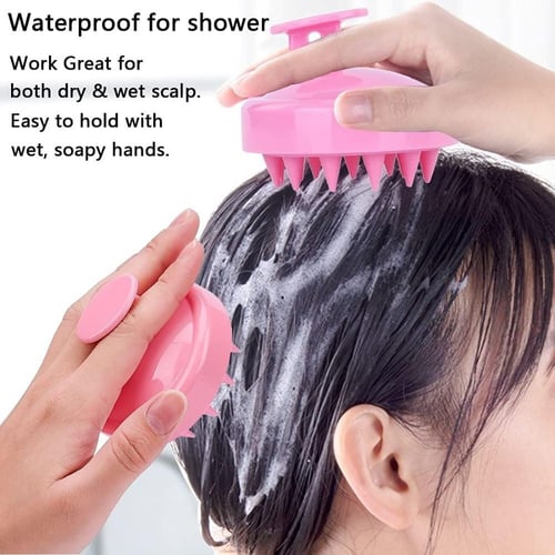 فرشاة تدليك فروة الرأس بشعيرات سيليكون ناعمة لنمو...