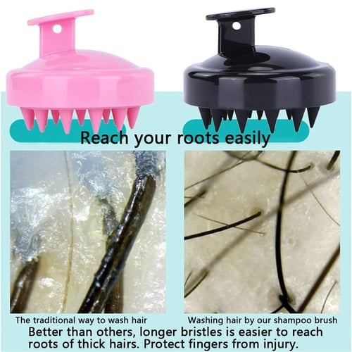 فرشاة تدليك فروة الرأس بشعيرات سيليكون ناعمة لنمو...