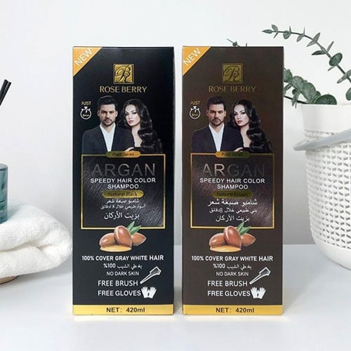 شامبو صبغة شعر بزيت الأرجان 420 مل بني غامق روز بي...