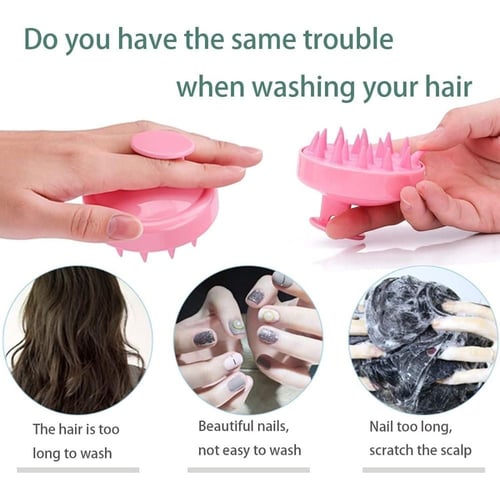فرشاة تدليك فروة الرأس بشعيرات سيليكون ناعمة لنمو...