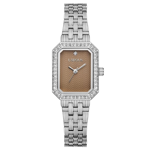 ساعة نسائية من لادون بلون فضي مينا بني
