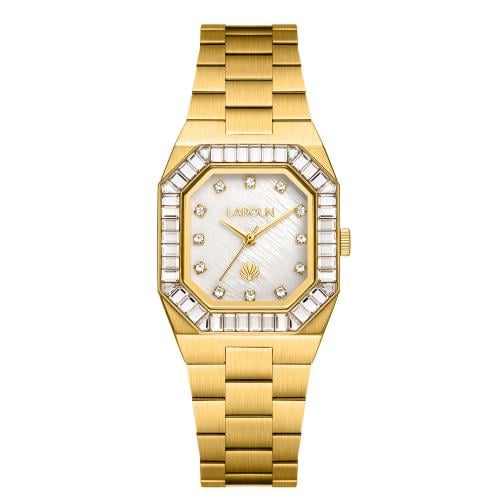 ساعة من لادون نسائية ستيل لون ذهبي مينا صدفي من لا...