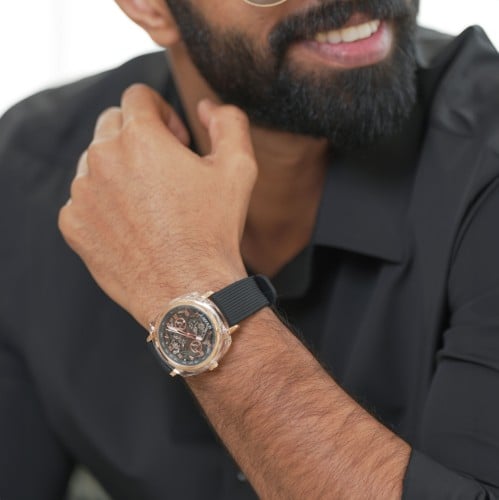 ساعة رجالية شفافة لون أسود من لادون