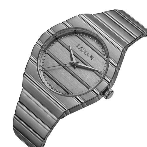 ساعة رجالية ستيل لون رمادي مينا رمادي من لادون