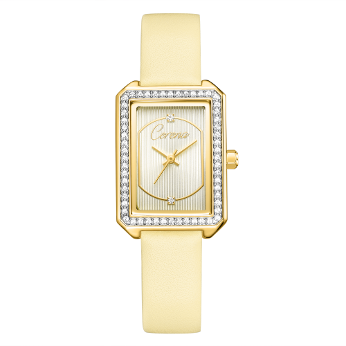 ساعة نسائية جلد - لون ذهبي - CERENA