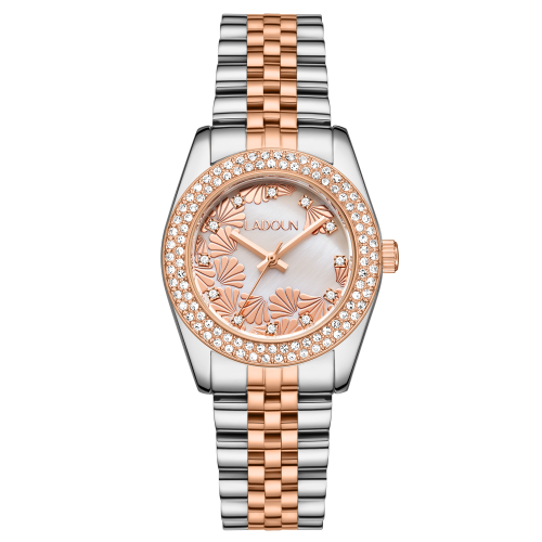 ساعة نسائية ستيل لون فضي و روز من لادون