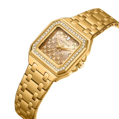 ساعة نسائية ستيل لون ذهبي مينا ذهبي من لادون