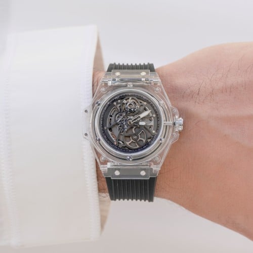 ساعة رجالية شفافة لون أسود من لادون