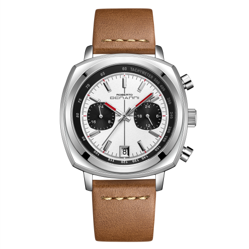 ساعة رجالية من لادون بسير جلد بلون بني