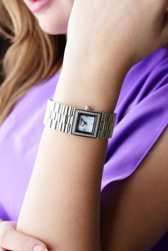 ساعة نسائية ستيل لون فضي من لادون