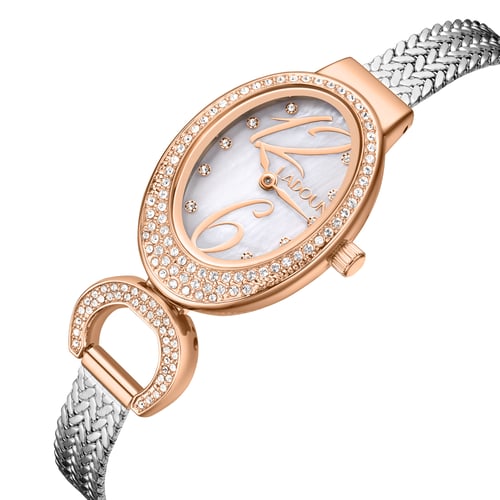 ساعة نسائية ستيل - لون فضي و روز - لادون