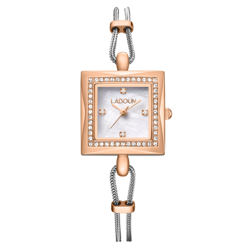 ساعة نسائية ستيل - لون فضي و روز - لادون