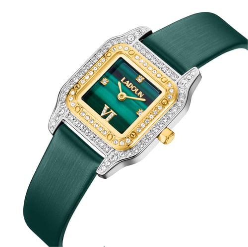ساعة نسائية جلد لون أخضر من لادون