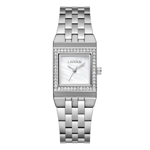 ساعة نسائية من لادون بلون فضي مينا أبيض