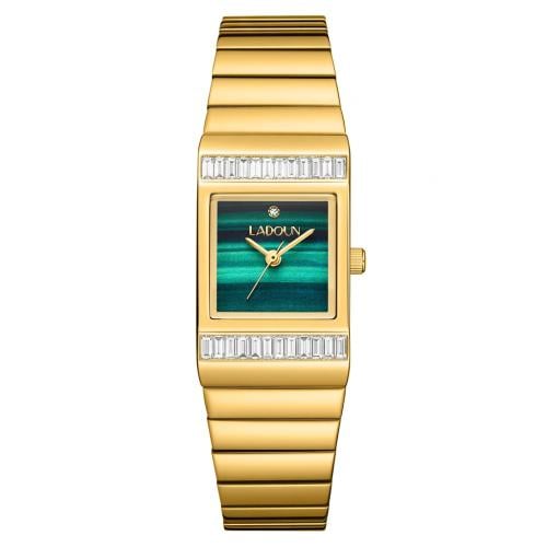 ساعة نسائية من لادون بلون ذهبي مينا أخضر