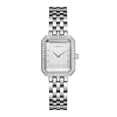 ساعة نسائية من لادون بلون الفضي مينا ابيض