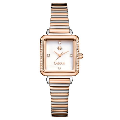 ساعة نسائية من لادون بلون الفضي و روز مينا ابيض