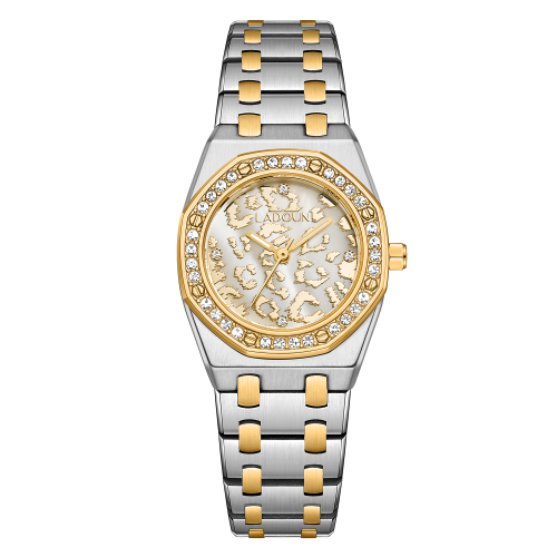 ساعة نسائية من لادون مينا لون فضي بزخارف ذهبية