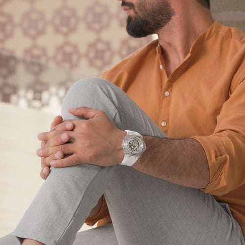 ساعة رجالية شفافة لون أبيض من لادون