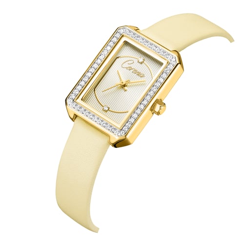 ساعة نسائية جلد - لون ذهبي - CERENA