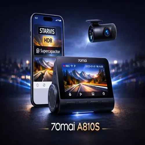 داش كام 70mai A810S بدقة 4K أمامي + خلفي 1080P مع...