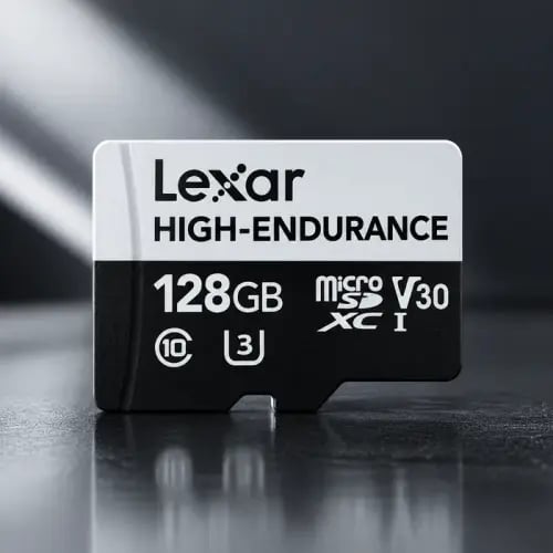 بطاقة ذاكرة Lexar High Endurance microSD UHS-I مصممة للداش كام والتسجيل المستمر بدقة 1080p و4K